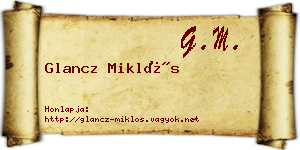 Glancz Miklós névjegykártya